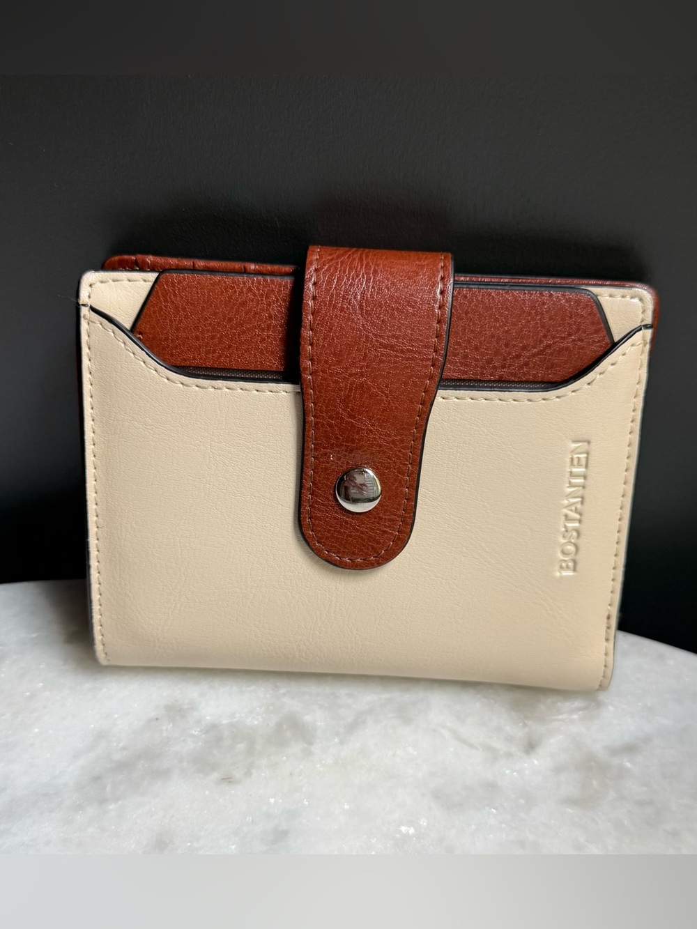 BOSTANTEN Small Leather Bifold Wallet RFID Blocking Like New!